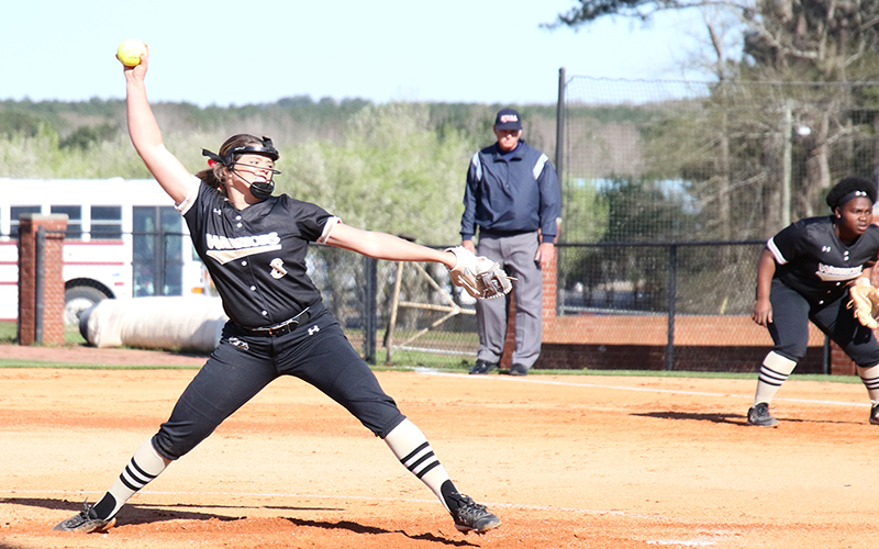 East Central sophomore Braelyn Boykin pitched a one-hit shutout in the Lady Warriors’ game one win over Coahoma. (EC Photo)